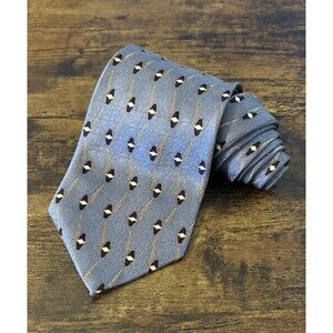 NEO BILL BLASS Gray Geometric Silk Tie Italy Classic EUC!